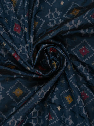 Navy Blue Geometric Diamond Designed Soft Silk Saree - Diadem