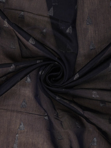 Navy Blue Geometric Woven Kota Cotton Saree - Diadem