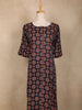 Navy Blue Mandala Floral Design Cotton Kurti