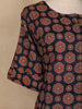 Navy Blue Mandala Floral Design Cotton Kurti