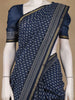 Navy Blue Paisley Design Cotton Saree With Zari Border - Diadem
