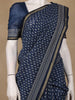 Navy Blue Paisley Design Cotton Saree With Zari Border - Diadem