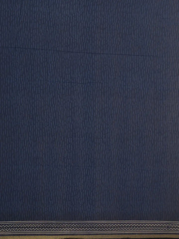 Navy Blue Paisley Design Cotton Saree With Zari Border - Diadem