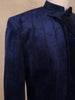 Navy Blue Sequins Design Asymmetrical Velvet Sherwani Suit