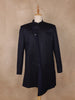 Navy Blue Sequins Design Polynosic Sherwani Suit with Asymmetric Overlap Button Closure