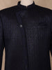 Navy Blue Sequins Design Polynosic Sherwani Suit with Asymmetric Overlap Button Closure