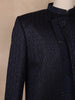 Navy Blue Sequins Design Polynosic Sherwani Suit with Asymmetric Overlap Button Closure