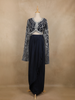 Navy Blue Sequins Embroidered Crepe Silk Skirt Top