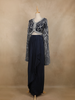 Navy Blue Sequins Embroidered Crepe Silk Skirt Top