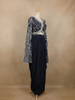 Navy Blue Sequins Embroidered Crepe Silk Skirt Top