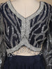 Navy Blue Sequins Embroidered Crepe Silk Skirt Top