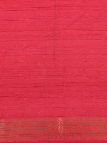 Navy Blue Solid Designed Tussar Silk Saree With Contrast Border - Diadem