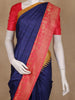 Navy Blue Solid Designed Tussar Silk Saree With Contrast Border - Diadem
