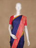Navy Blue Solid Designed Tussar Silk Saree With Contrast Border - Diadem