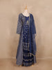 Navy Blue Thread Embroidered  Semi Silk Gown