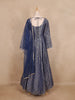 Navy Blue Thread Embroidered  Semi Silk Gown