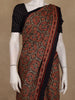 Navy Blue and Red Ajrakh Print Mul Mul Cotton Saree