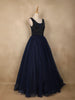 Navy Blue Beads And Glitter Worked Net Party Wear Gown - Diadem
