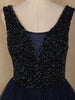 Navy Blue Beads And Glitter Worked Net Party Wear Gown - Diadem