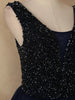 Navy Blue Beads And Glitter Worked Net Party Wear Gown - Diadem