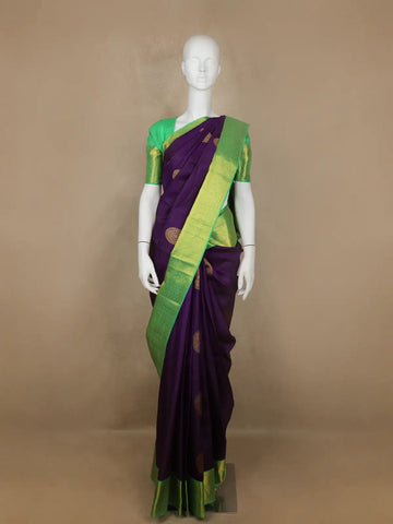 Navy Blue Chakram Woven Pure Kanchipuram Silk Saree - Diadem
