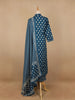 Navy Blue Dotted Designed Cotton Straight Cut Salwar Suit - Diadem