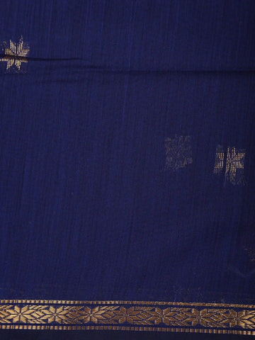 Navy Blue Floral Butta Fancy Cotton Saree - Diadem