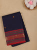Navy Blue Floral Design Cotton Fancy Saree - Diadem