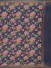 Navy Blue Floral Designed Chanderi Cotton Saree - Diadem