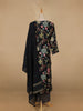 Navy Blue Floral Designed Cotton Salwar Suit - Diadem