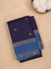 Navy Blue Floral Woven Pure Kanchipuram Silk Saree - Diadem