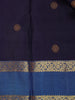 Navy Blue Floral Woven Pure Kanchipuram Silk Saree - Diadem