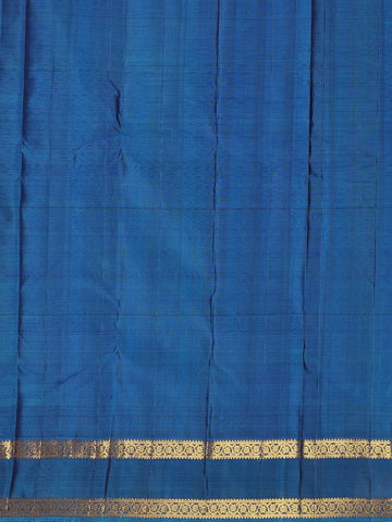 Navy Blue Floral Woven Pure Kanchipuram Silk Saree - Diadem