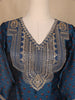 Navy Blue Floral Designed Semi Silk Salwar Suit - Diadem