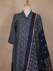 Navy Blue Floral Designed Cotton Salwar Suit - Diadem