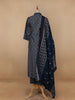 Navy Blue Floral Designed Cotton Salwar Suit - Diadem