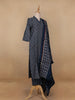 Navy Blue Floral Designed Cotton Salwar Suit - Diadem