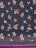 Navy Blue Floral Design Printed Kota Cotton Saree - Diadem