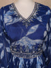Navy Blue Floral Embroidery Crepe Gown - Diadem