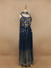Navy Blue Floral Mirror Embroidery Georgette Jumpsuit - Diadem