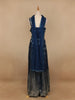 Navy Blue Floral Mirror Embroidery Georgette Jumpsuit - Diadem
