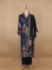 Navy Blue Floral Printed Crepe Salwar Suit - Diadem