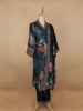 Navy Blue Floral Printed Crepe Salwar Suit - Diadem