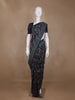Navy Blue Folk Motif Print Chanderi Cotton Saree - Diadem