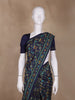 Navy Blue Folk Motif Print Chanderi Cotton Saree - Diadem