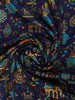 Navy Blue Folk Motif Print Chanderi Cotton Saree - Diadem