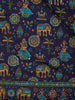 Navy Blue Folk Motif Print Chanderi Cotton Saree - Diadem