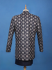 Navy Blue Geometric Motif Embroidered Jacquard Sherwani Suit - Diadem