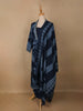 Navy Blue Leaf Print Cotton Straight Cut Salwar Suit - Diadem