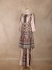 Nude Beige Geometric Design Cotton Palazzo Suit - Diadem